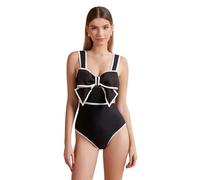 FLAXMAKER Bow-tie Decor Maillot de Bain Une pièce pour Femme, Maillot de Bain Noir, XS