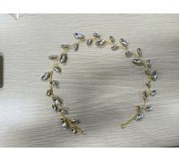 Flayem Accessoires de Cheveux de Mariée Chaîne de Cheveux d'Ornement de Fil d'Or en Cristal de Mariage