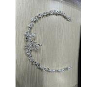 Flayem Collier de Cheveux de Mariée Fleurs en Cristal Argenté Faites à la main pour les Occasions de Mariage et de Fête