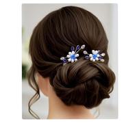Flayem mariage épingles à cheveux Bridal Pearl Hair Jewelry BLEU CRISTAL épingles à cheveux Bridal & demoiselle d'honneur Pearl Hair ornements (2 PCS)