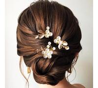 Flayem mariage épingles à cheveux perles de mariée bijoux cheveux perles accessoires pour mariées et demoiselles d'honneur pinces à cheveux d'or (2 PCS)