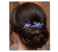 Flayem mariage épingles à cheveux strass bleu accessoires de cheveux Bridal Crystal Hair Clips pour mariée et demoiselle d'honneur (2 PCS)
