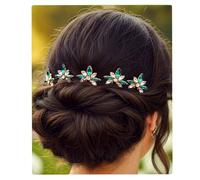 Flayem Mariée Mariage Cheveux Épingles Cristal vert Fleur De mariée Or Accessoires pour cheveux pour demoiselle d'honneur et filles (5 pièces) (B)