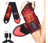 FLAZECON Thérapie par lumière rouge pour poignet et mains, coussin chauffant infrarouge sans fil avec vibration pour le corps, les bras, les genoux, les pieds, orthèse de massage chauffante portable