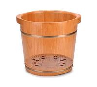 FLBT Baignoire en bois pour pieds, spa, ménage, baignoire en chêne, bain de pieds en bois, pédicure, bac à pieds en bois massif, seau de massage, pédicure, avec couvercle, surélevage, 39 x 35 x 30 cm