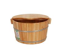 FLBT Bain de pieds en bois Seau en bois massif Repose-pieds en bois Bain de pieds Bol de pédicure Spa Massage Parfum sapin pédicure Fûts de ménage Bain de pieds avec couvercle (Couleur : A) Supereasy