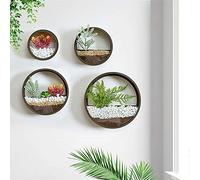 FLBT Lot de 4 Pots de Fleurs Ronds Noirs en métal et Verre pour Plantes succulentes à Suspendre au Mur en Fer pour intérieur