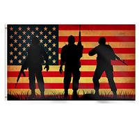 FLCHWY Bannière de drapeau militaire militaire soldat de la fête des anciens combattants - 9,1 x 1,5 m - Welcome Back Home Independence Day 4th of Juillet - Toile en polyester avec œillets en laiton