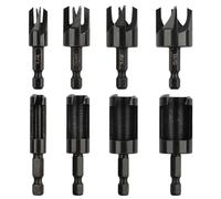 Flcivsh Embout de Perçage, Kit de 8 Forets pour Bouchons en Bois avec Tige Hexagonale de 1/4 Pouce, D'Outils de Coupe Droite et Conique