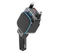 Flcivsh Émetteur FM Bluetooth 5.3 Car MP3 Car MP3 avec Un Chargeur de Voiture 96W PD Type-C + QC3.0 et 2 Câbles Rétractables
