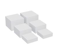 FLCPJGV 6 Pcs Présentoirs de Cube Présentoirs en Acrylique avec Fond Creux Rehausseurs de Buffet 3 Tailles différentes pour Buffet Fête Dessert, Blanc