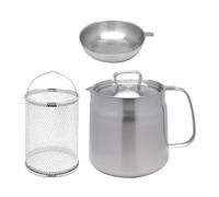 FLCPJGV à Friture Profonde avec Couvercle Pot de Stockage D'huile Panier à Friture à Frites pour Poulet Frit Stockage Des Huiles Frites Pique-, 1.5L