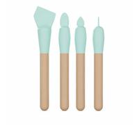 FLCPJGV Applicateur Maquillage Silicone Bois, Kit 8 Pinceaux pour Application Quotidienne, pour le contouring, Vert menthe, Maquillage Ensemble B, Vert