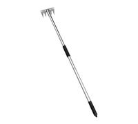 FLCPJGV Arracheuse de Mauvaises Herbes Râteau Jardin Outil de Désherbage Manuel Poignée Ergonomique Tête Robuste en Acier Inoxydable Adaptée pour Potager, 5 Dents