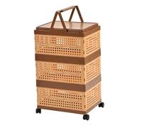 FLCPJGV Caisse de Rangement Pliable à roulettes, idéale pour Organiser Vos goûters et Biscuits, Panier de Courses pour Le Camping, la Salle de Bain et Le, Triple Layer 69cm H