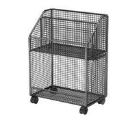 FLCPJGV Chariot de Rangement Desserte de Bureau Bibliothèque Mobile Classeur à Roulettes Étagère Utilitaire Polyvalente En Fer Convient pour Le Bureau La Cham, Noir 2 Couches
