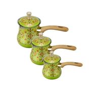 FLCPJGV Coffee Heating Vessel Cafetière Turque Pot à Café Casserole à Lait Versatile en Acier Inoxydable Manche Bois Ergonomique Bec Anti-goutte Motifs, Motif 12