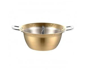 FLCPJGV Compartimentée Séparée Double Contenant Récipient Inoxydable Répartition Pratique pour Repas Multi Goûts Convient Repas Collectif Service Restauration, 26CM, Gold Divided Flat