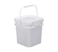 FLCPJGV Conteneur de stockage alimentaire carré de 4 L avec poignée et couvercle pour seau tout usage pour le nettoyage ménager, Blanc