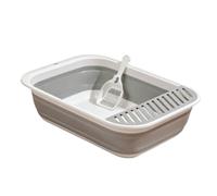 FLCPJGV Conteneur Pliable pour Litière Chat Bac à Litière Toilette Pliable Anti- Contrôle des Odeurs Barrière Haute Adapté pour Chats Habitations Déplacements, Gris, S