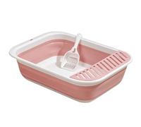 FLCPJGV Conteneur Pliable pour Litière Chat Bac à Litière Toilette Pliable Anti- Contrôle des Odeurs Barrière Haute Adapté pour Chats Habitations Déplacements, Rose, S