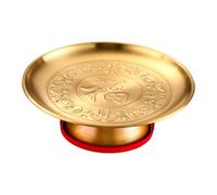 FLCPJGV Coupe à Fruits Bouddhiste sur Pied, Utilisée Comme Assiette D'offrandes, Bol de Rangement, Coupe Décorative En Métal avec Un Fond Recouvert de Vel, 8 Pouces Fu