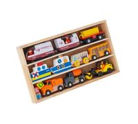 FLCPJGV Ensemble de Train En Bois, Boîte de Rangement pour Jouets de Train, Reconnaissance de Formes Interactive, Voitures de Train Montessori pour Tout-petit, Style A