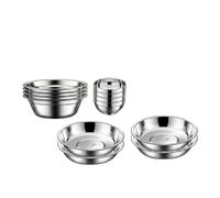 FLCPJGV Ensemble Vaisselle Camping en Acier Inoxydable pour Repas en Plein air, Ensemble de Vaisselle de Douze pièces en Acier Inoxydable 304 (4 Assiettes, 4 soucoupes, 4 Bols)