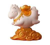 FLCPJGV Figurine de Cheval, Statue D'animal de Dessin Animé, Décoration Feng Shui, Sculpture En Résine de Collection, Ornement Rotatif, Idéal pour Offrir, Lingot D'or