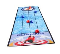 FLCPJGV Jeu de Curling de Table Jeu Familial Ensemble de Jeu de Palets Interactif Portable Jeu de Fête pour Voyage Intérieur Extérieur, Tapis de bouclage
