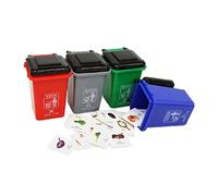 FLCPJGV Jouet de Camion Poubelle avec 108 Cartes de Tri Des Déchets, 4 Petites Poubelles éducatives Précoces, Gestion Des Déchets pour Filles, Enfants, Garçon, PETIT