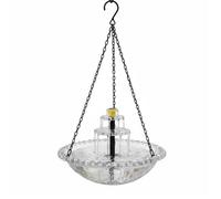 FLCPJGV Mangeoire à Oiseaux Décorative Suspendue Intégrant Bain d'oiseaux Filet à Eau Ornemental Solution Énergétique Solaire Adaptée au Jardin Porche Balcon Terrasse, Gris, Couche Simple Solaire