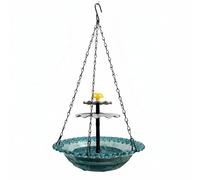 FLCPJGV Mangeoire à Oiseaux Décorative Suspendue Intégrant Bain d'oiseaux Filet à Eau Ornemental Solution Énergétique Solaire Adaptée au Jardin Porche Balcon Terrasse, Bleu, Disque Simple Couche