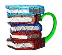 FLCPJGV Mug à Café Original en Résine Borosilicatée avec Motif Livres Léger et Robuste Capacité 420ml Adapté Aux Amoureux des Romans et des Bibliothèques, Poignée Verte