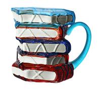 FLCPJGV Mug à Café Original en Résine Borosilicatée avec Motif Livres Léger et Robuste Capacité 420ml Adapté Aux Amoureux des Romans et des Bibliothèques, Poignée Bleue