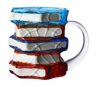 FLCPJGV Mug à Café Original en Résine Borosilicatée avec Motif Livres Léger et Robuste Capacité 420ml Adapté Aux Amoureux des Romans et des Bibliothèques, Poignée Transparente