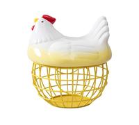 FLCPJGV Panier à œufs de Poule, Panier En Fil de Fer avec Couvercle En Fer, Panier de Rangement, Porte-œufs pour Fruits et Légumes, Organisation pour La Cuisi, Jaune