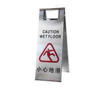 FLCPJGV Panneau de Stationnement En Acier Inoxydable, avec Symbole, Rangement Pratique, Anglais et Chinois, Panneau D'avertissement Industriel Pliable, Facile, Attention Sol Glissant