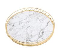 FLCPJGV Plateau de Service Motif Marbré, Plateau de Service Bois, Bac de Service pour Café, Nourriture et Boissons, Fête, Plateau-Repas, pour Décoration de Maison, Petit Blanc