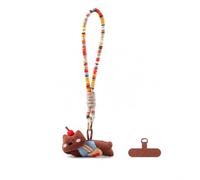 FLCPJGV Porte-clés Chien en Tissu, Breloque, Composants en métal, Breloque décorative, Fixation d'objets, Pour mo, Chien couché avec sac à bandoulière bleu marron, 5 cm