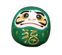 FLCPJGV Poupée Daruma Japonaise : Figurine en Céramique Fabriquée à La Main pour La Décoration de La Maison et l'inspiration du Bureau, Vert