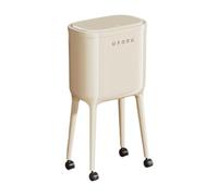 FLCPJGV Presse à Déchets avec Couvercle Poubelle sur Roues 16L Corbeille à Papier Haute avec Double Bac Grand Réservoir à Ordures Adaptée Cuisine Séjour Burea, Blanc