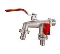 FLCPJGV Robinet de Jardin à 2 Sorties, en Alliage de Zinc Robuste, avec Raccord Double Sortie pour Lave-Auto/Machine à Laver Extérieur, Style A