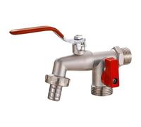 FLCPJGV Robinet de Jardin à 2 Sorties, en Alliage de Zinc Robuste, avec Raccord Double Sortie pour Lave-Auto/Machine à Laver Extérieur, Style B