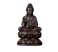 FLCPJGV Statue de Bouddha Guan Yin en Bois, Figurine Feng Shui pour Décoration de Bureau et de Maison, Noir