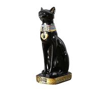 FLCPJGV Statue de Déesse Chat égyptien Bastet, Sculpture égyptienne Ancienne, Figurine Noire pour Bureau, Salon, étagère de Table, Décoration de La Maison, 9x12x23.5cm