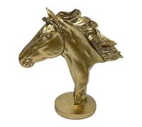 FLCPJGV Statue de tête de cheval, figurine artistique, ornement Feng Shui, sculpture animale pour hôtel de festival, or 21.8 X 9.5 X 22 Cm