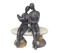 FLCPJGV Statuette de couple lisant, figurine de penseur, sculpture en résine, pour enterrement de vie de jeune fille, Noir Beige