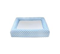 FLCPJGV Tapis en Tissu Coussin pour Chien Panier Lit pour Chien Corbeille Carrée Entrée Basse Bords Relevés Doux Matelassé Amovible Lavable Convient aux, Carreaux Bleus, XL 114 89 19CM