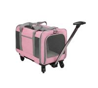 FLCPJGV Transport Animaux roulettes Valise Trolley Oxford Filets Respirants Intérieur Confortable et Spacieux Facile à Transporter Convient au Quotidien, Rose, 48 32 40CM